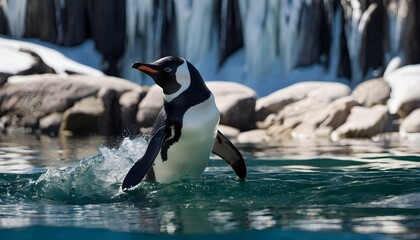 penguin on the rocks