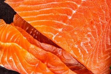salmon raw fresh fish seafood fresh tasty food dish вelicious gourmet food background on the table...
