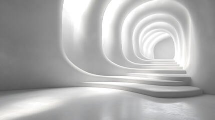 Naklejka premium Abstract White Architecture Staircase Leading to Light