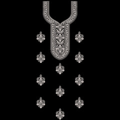 A beautiful neckline embroidery design for digital and textile print on fabric. © Ali