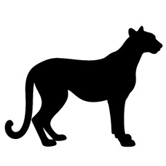 Fototapeta premium Elegant cheetah silhouette against white background, minimalist design
