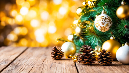 christmas background featuring a festive scene with golden and white decorations