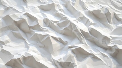 Obraz premium Abstract White Crumpled Paper Texture with Sharp Shadows and Highlights, Ideal for Backgrounds, Designs, and Artistic Concepts in Various Creative Projects