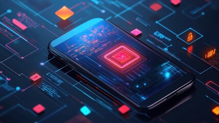 Futuristic Digital Technology Smartphone Interface