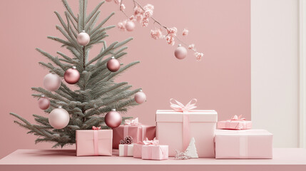 christmas tree and gift boxes