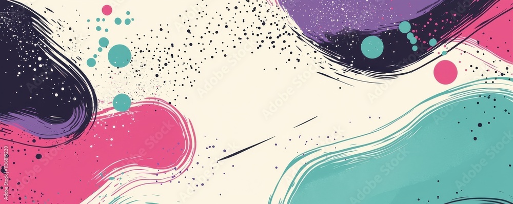 Poster colorful abstract art with dynamic shapes and organic patterns