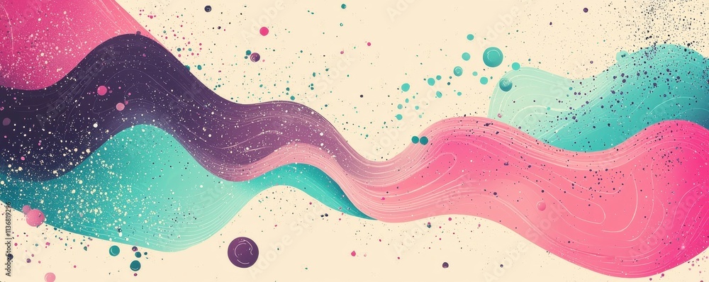 Poster abstract colorful wave pattern with flowing shapes and splashes
