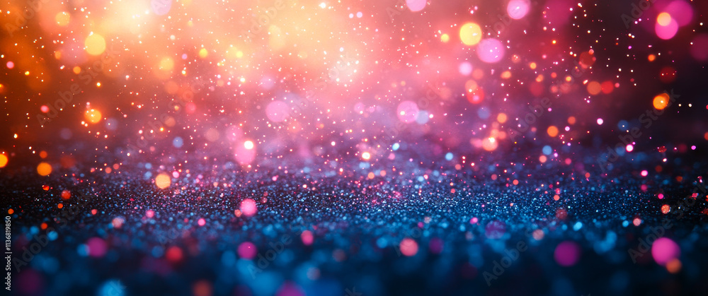 Poster colorful bokeh lights create a dreamy atmosphere. soft, blurred bokeh lights illuminate a dark surfa