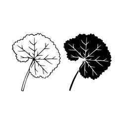 Fototapeta premium Linear sketch, stamp, silhouette of leaves. Simple botanical elements. Vector graphics.