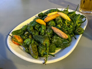 Fried Peppers Tapas In Madrid, Spain