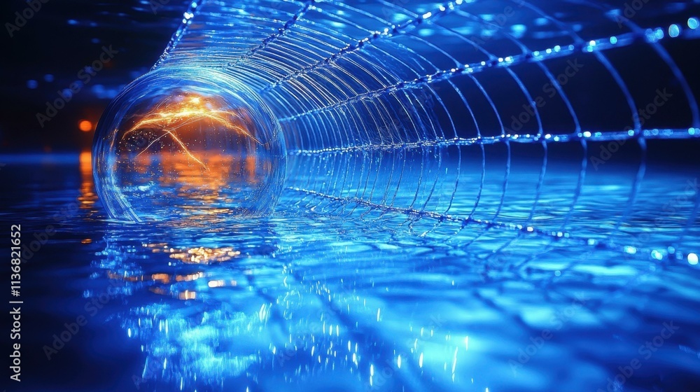 Aufkleber fisher inside a fishbowl net fisher's energy infusing the net isolated solo on plain background