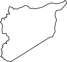Stroke Editable map of Syria ; simple black outline of the country of Syria. The border is clearly defined without any internal markings or labels, making it recognizable as a geographic outline map.