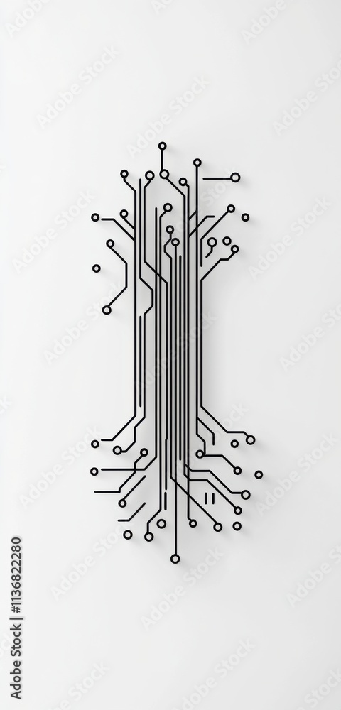 Poster minimalist design of an abstract circuit on a white background