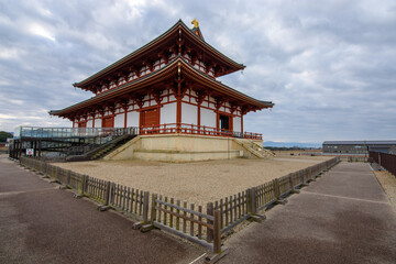 Fototapeta premium Heijo Palace, the imperial residence and the administrative centre of Japan for most of the Nara period from 710 to 794 AD, Nara, Japan