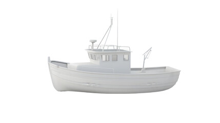Naklejka premium White Fishing Boat Trawler Vessel Ship Nautical Sea Ocean Marine Craft Transporta
