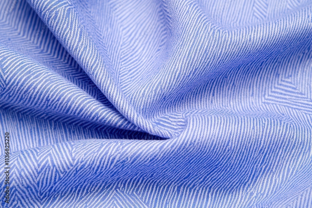 Poster close-up of soft blue fabric with a subtle striped pattern, showcasing its texture and delicate weav
