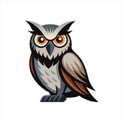 Perched Owl Vector with Detailed Feathers Design
