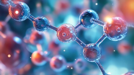 Molecular Structures: Intricate Atomic Bonding in Vivid Colorful Scientific Imagery