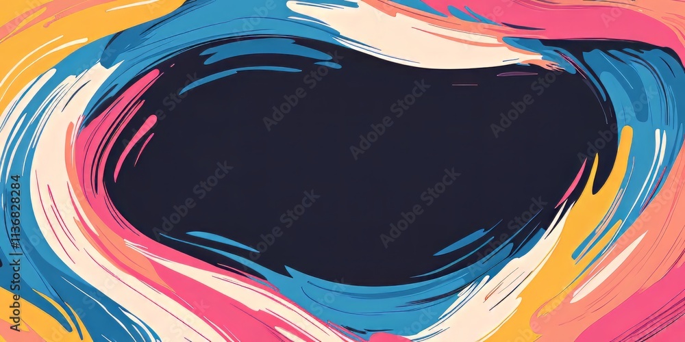 Poster vibrant felt-tip pen strokes creating a colorful frame against a dark background