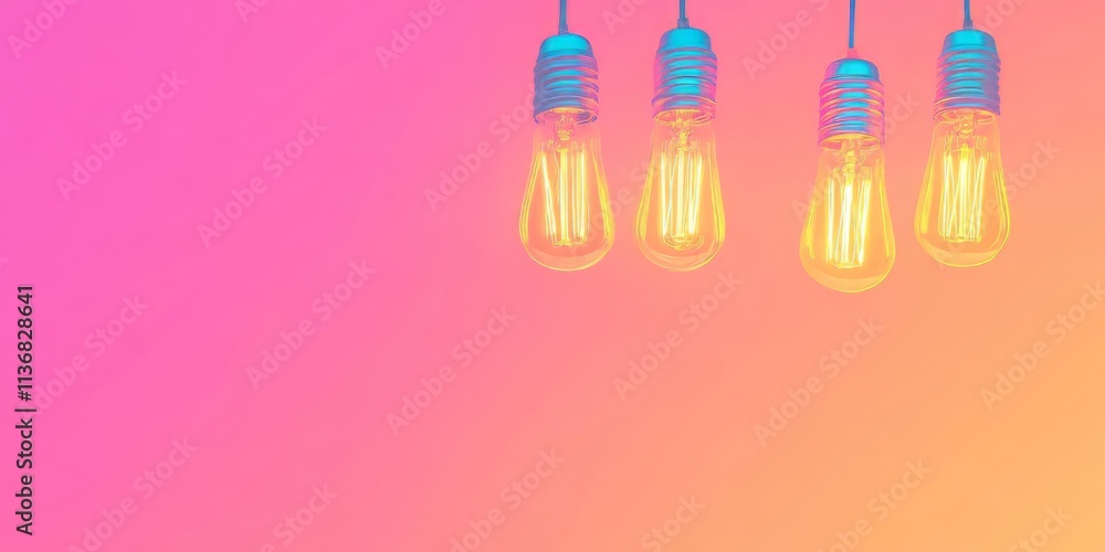 Aufkleber vibrant display of light bulbs against a bright background with clean shadows and empty space for cr