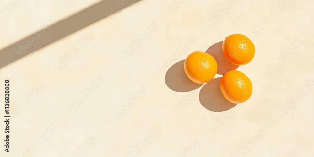 Aufkleber oranges on a bright background highlight vibrant colors and clean shadows in minimalistic compositio