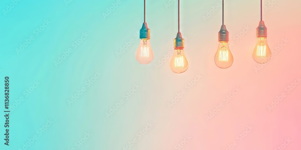 Poster Brightly colored banner with light bulbs and ample space for text or graphics in a vibrant setting