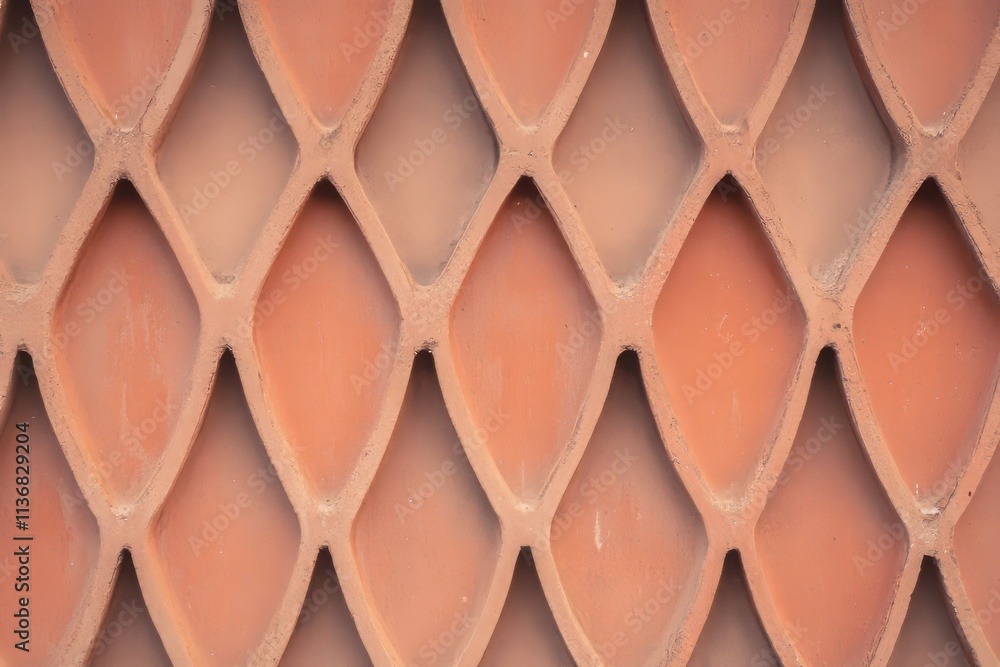 Poster Detailed pattern texture of interlocking bricks showcasing a unique design in earthy tones found in architectural settings