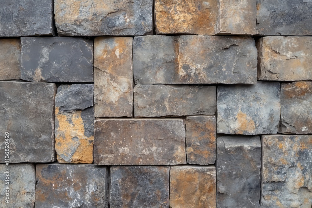 Poster Texture of rustic bricks in a natural pattern showcasing earthy colors and unique shapes for architectural design inspiration