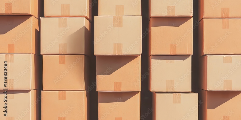 Fototapete brightly colored cardboard box pattern with clean shadows creating a vivid texture