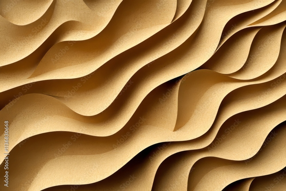 Poster intricate texture of corrugated cardboard showcasing wavy patterns and organic forms in a natural li