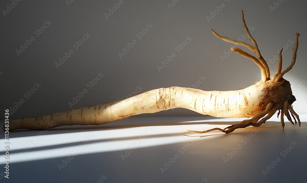 Poster a single pale root displays intricate branching structure
