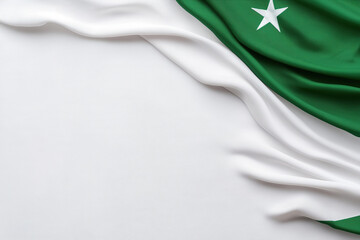 Green and white fabric draping with star motif representing national pride and identity