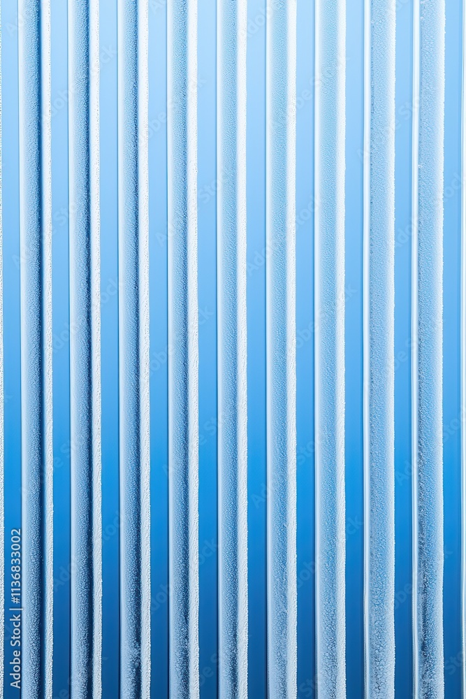 Poster a close-up of icy stripes with a soft blue gradient background, creating a serene and cool atmospher