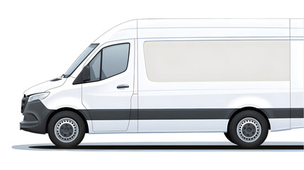 Fototapeta premium White Cargo Van Side View Delivery Truck Commercial Vehicle Transportation
