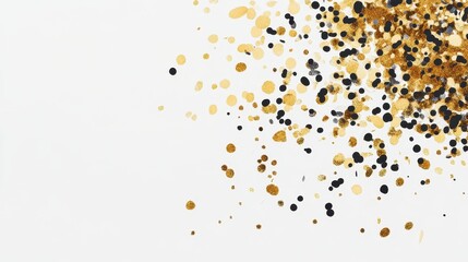 Abstract Gold and Black Splatter Art on White Background with Elegance and Modern Style
