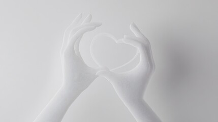 Minimalistic Love: Hands Shaped as Heart in a Monochromatic White Setting