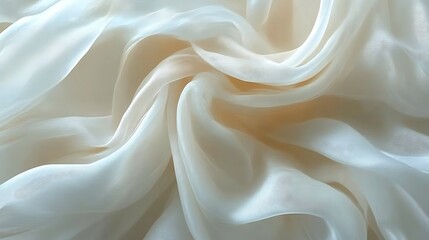 Fototapeta premium Draped ivory silk fabric shows soft folds and texture