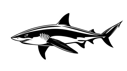 Obraz premium Shark turning sharply in water, body twisting as it changes direction, Animal Illustration