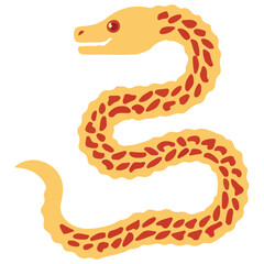 Chinese Zodiac Snake Vector Elegant Illustration, Gold Accent, Traditional Pattern with floral Pattern for Lunar New Year and Decorative Use.