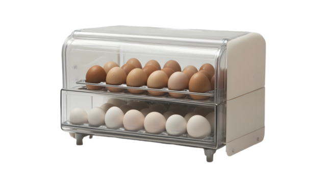 Clear Egg Container  Refrigerator Storage  Kitchen Organization  Two Tier Egg Holder  24 E