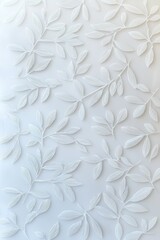 Elegant white leaf motif on a soft background, creating a serene and sophisticated ambiance.