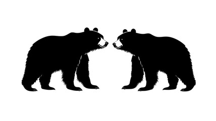 Fototapeta premium Two bears standing near each other, both facing the same direction, Animal Illustration