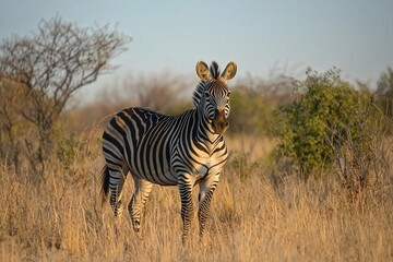 Naklejka premium Close-up of a zebra's unique stripe patterns under natural sunlight