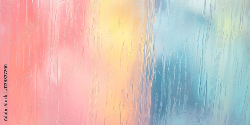 Poster bright colors and clean shadows create a stunning effect of rain on a tranquil pond at dusk