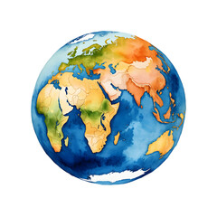 Colorful Watercolor Earth Globe Map Image