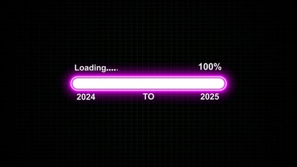 Loading bar from 2024 to 2025 new year transfer animation.  New year 2025 loading bar animation Year changing from 2024 to 2025. Almost reaching New Year