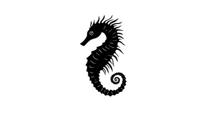 Seahorse slowly moving through open water, its body maintaining an upright posture as it swims, Animal Vector Graphic