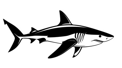 Naklejka premium Shark swimming in clear water, casting faint shadow on sandy ocean floor, Animal Vector Graphic