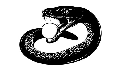 Obraz premium Snake swallowing an egg whole with its jaws unhinged, Animal Vector Graphic