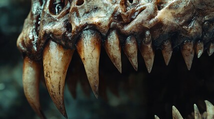 A striking close-up of fossilized dinosaur bones, revealing the intricate textures and historical significance of ancient life.
